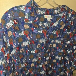 Lularoe Michael All Over Pickle Ball Print Short Sleeve Button Front Tshirt